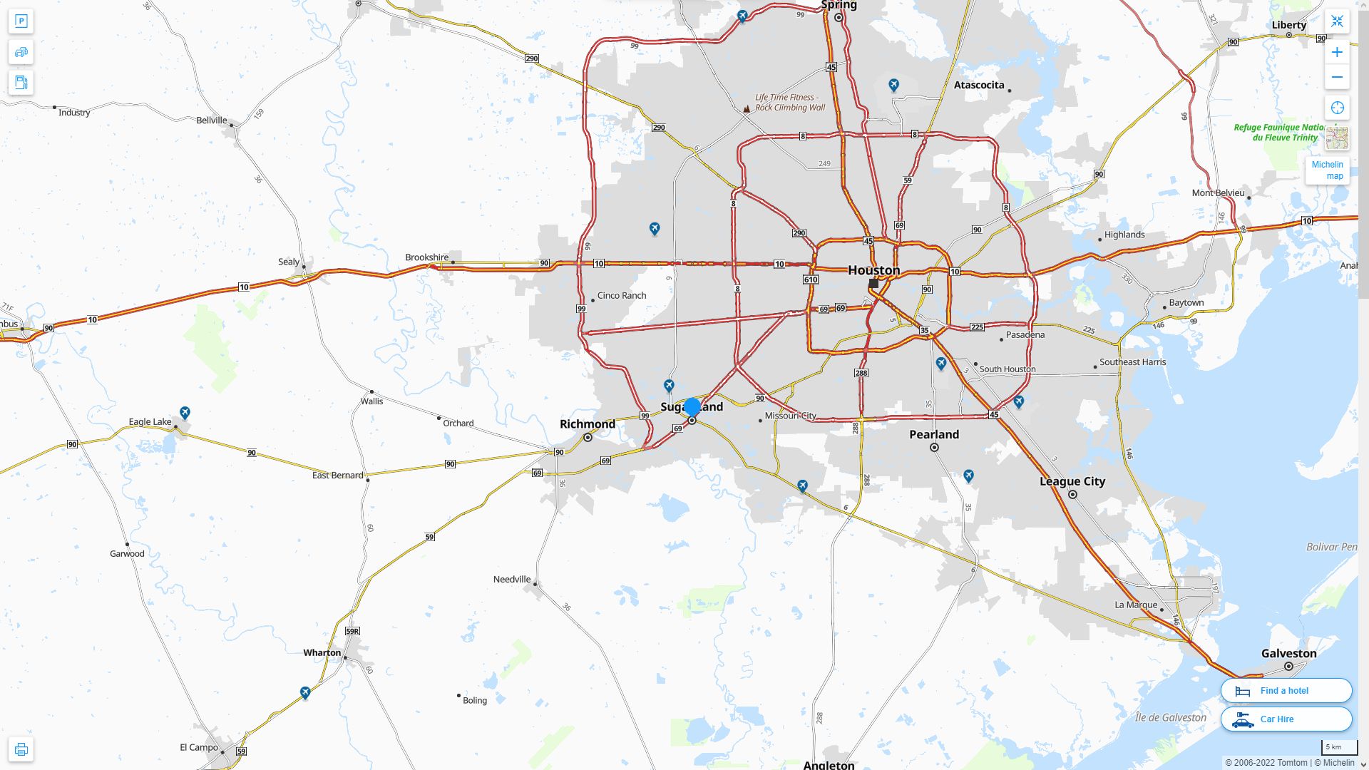 Sugar Land Texas Highway and Road Map